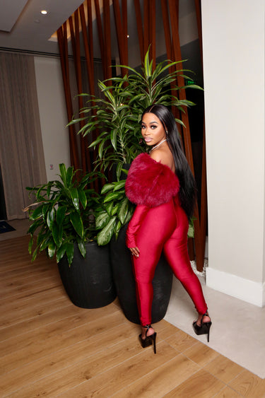 Snowfall Luxe Jumpsuit Red M