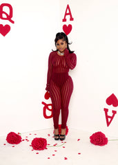 Cardinal Desire Mesh Jumpsuit