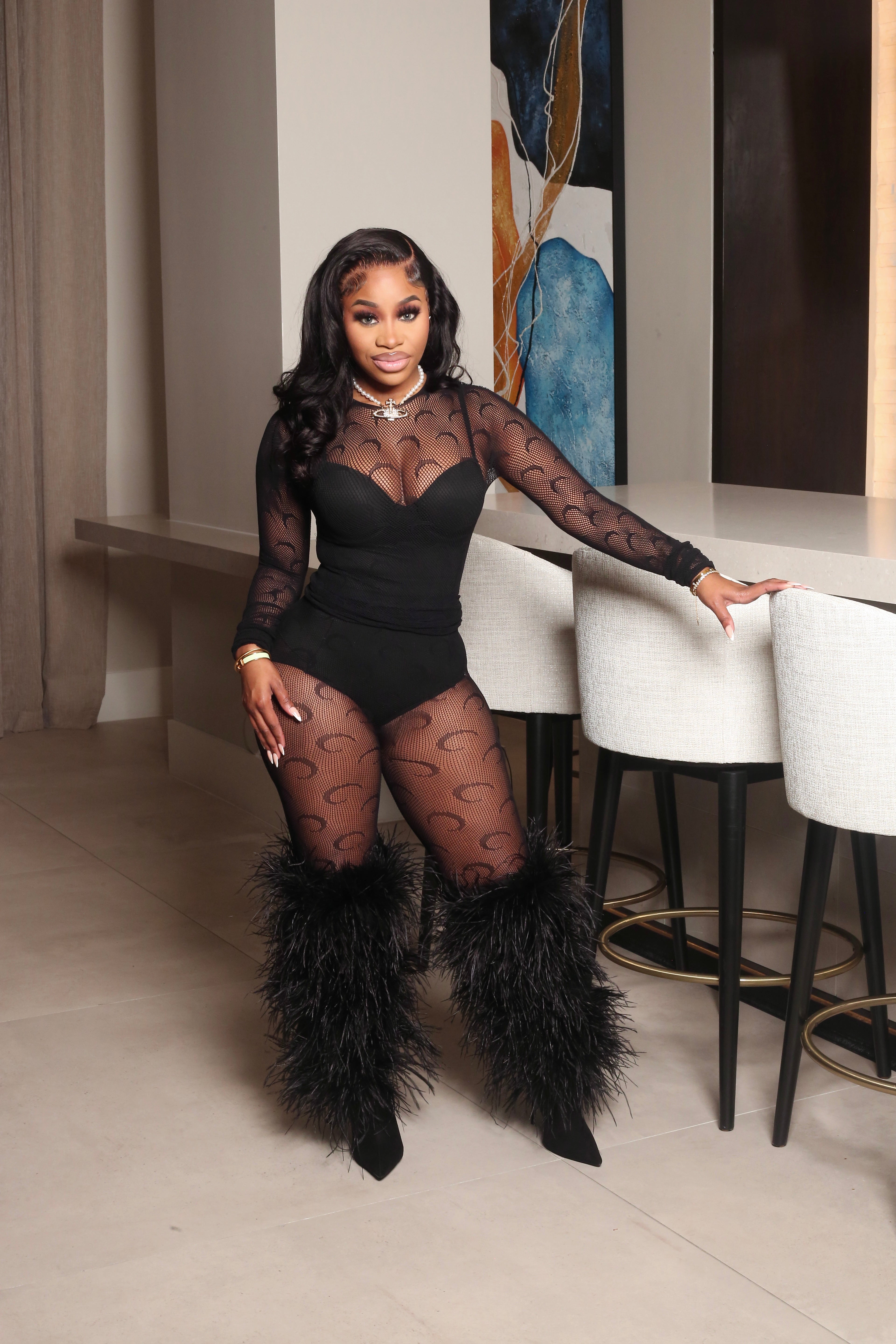 Ying Yang Mesh Set Black One size