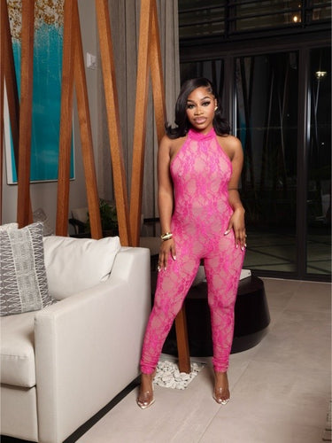 Lace Temptation Jumpsuit Pink
