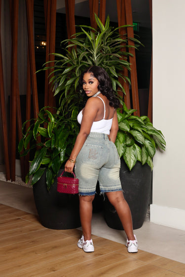 Patchwork Denim Shorts