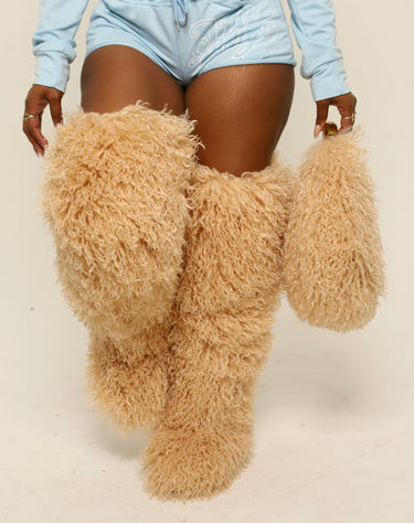 Main Character Faux Fur Boots Nude