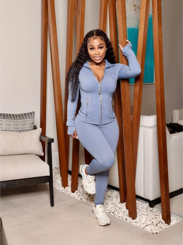 Cloud Sculpt Zip Set Grey Blue