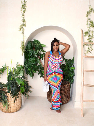 Sapphire Crochet Maxi Dress m