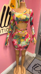 Tropical Glow Cutout Mini Dress