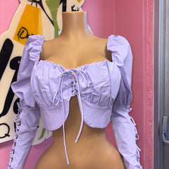 Lavender Lace-Up Corset Top