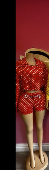 Polka Dot Paradise Short Set-Red