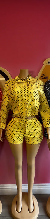 Polka Dot Paradise Short Set-Yellow