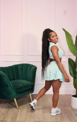 Tennis Me Teal Skirt Set