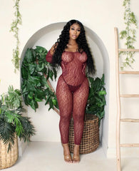 Leopard Burgundy Catsuit