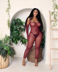 Leopard Burgundy Catsuit