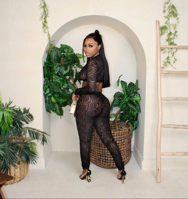 Lace Dream Black Pants Set m