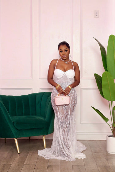 Dripped in Lace Gown Medium white