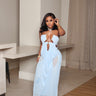 Goddess Drip Chain Maxi Dress Baby Blue L