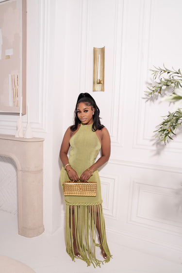 Fringe Fantasy Midi Dress- GREEN