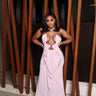Goddess Drip Chain Maxi Dress Pink S