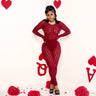 Cardinal Desire Mesh Jumpsuit Burgundy One size