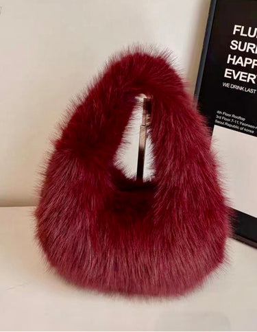 Mink Faux Fur Mini Bag Burgundy