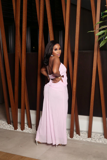 Goddess Drip Chain Maxi Dress Pink M