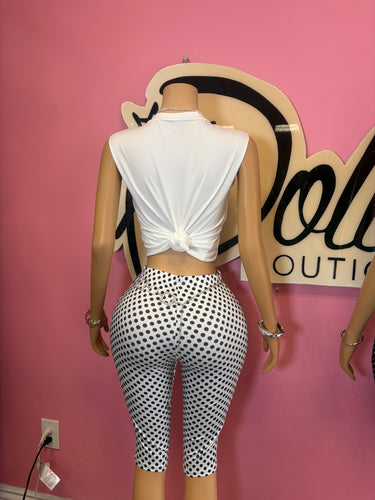 White Polka Dot Capri