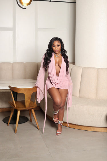 Pink Aura Drape Dress Pink L