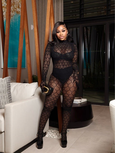 Midnight Lace Illusion Catsuit