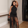Drippin’ in Fringe Maxi Dress Black S
