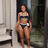 Contrast Doll Bikini Set Black