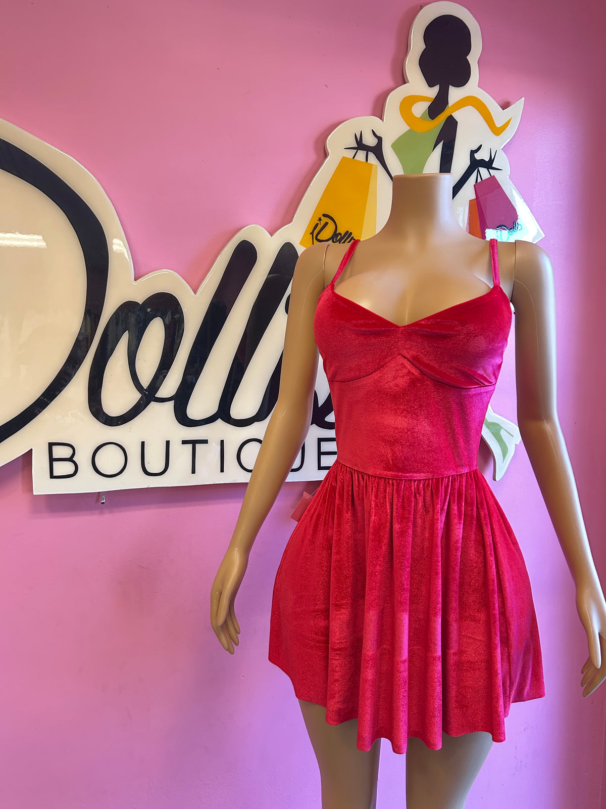 Scarlet Velvet Mini Dress