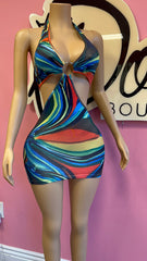 Vivid Illusion Cutout Mini Dress