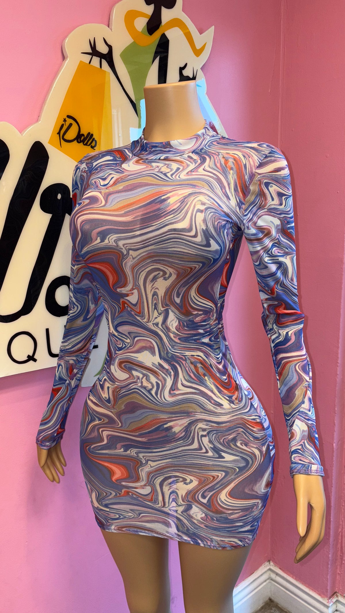 Hypnotic Swirl Mesh Mini Dress