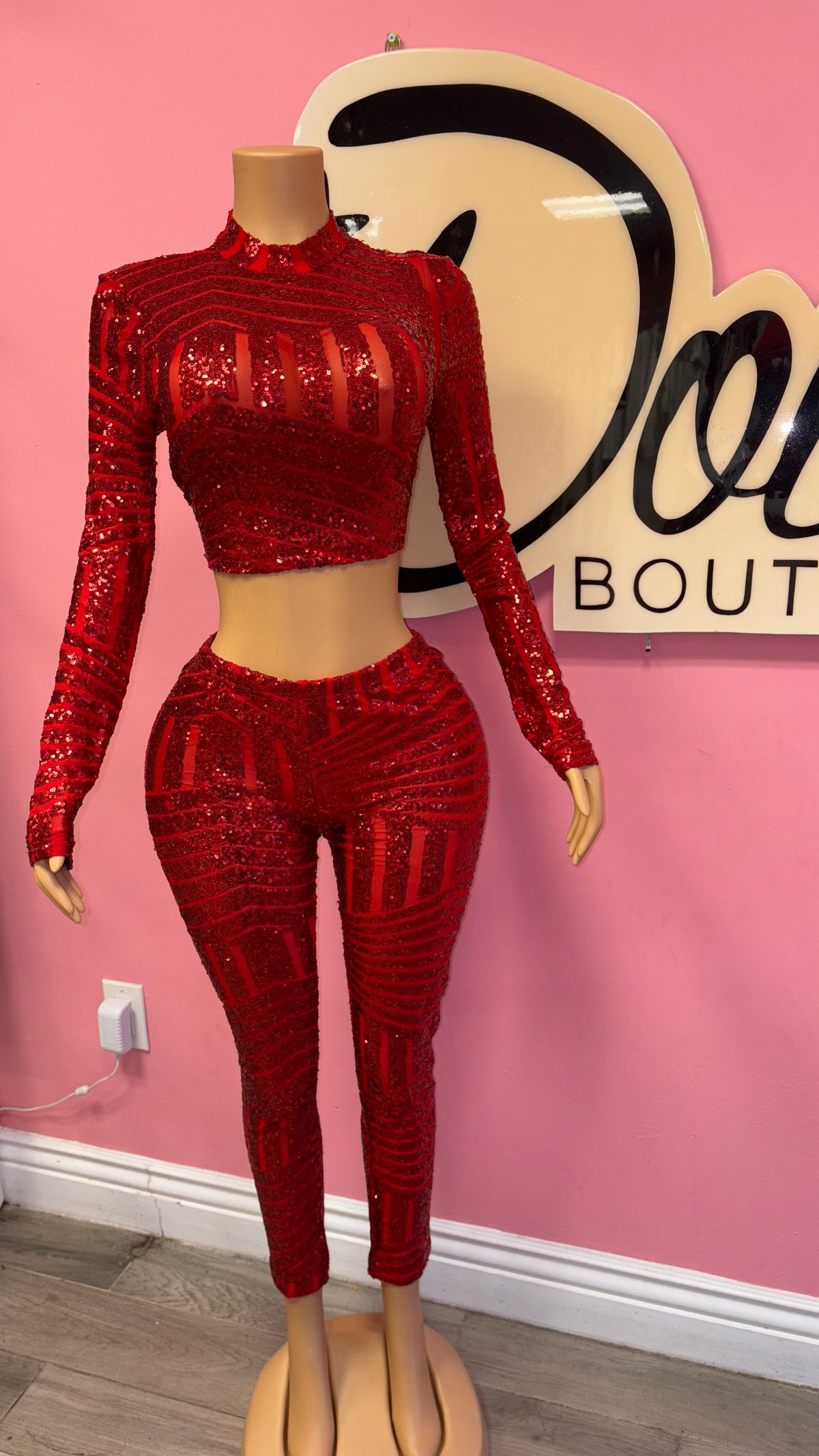 Red Diamond Sequin Set