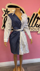 Power Play Two-Tone Shirt Dress