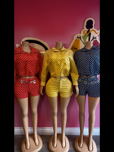 Polka Dot Paradise Short Set-Red