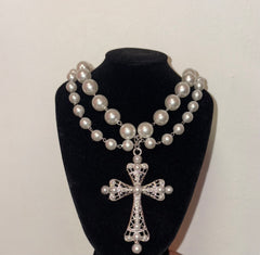 Divine Grace Pearl Cross Necklace