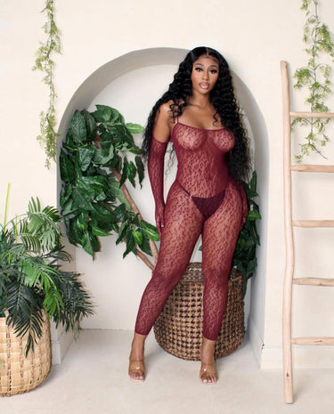 Leopard Burgundy Catsuit m